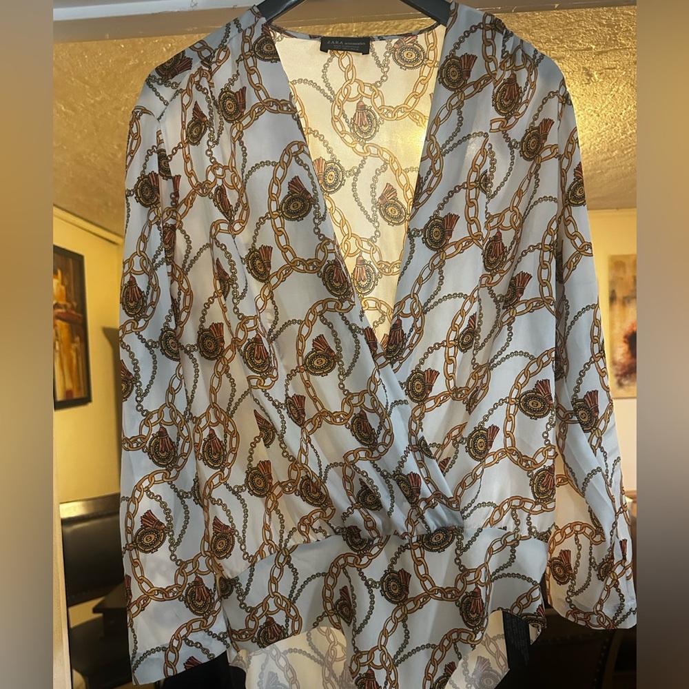 Zara Chain Pattern Wrap Bodysuit